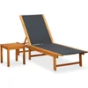 Image de vidaXL - Ligbed - met - tafel - massief - acaciahout - en - textileen