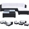 Image de vidaXL - 5-delige - Loungeset - met - kussens - poly - rattan - zwart