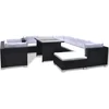 Image de vidaXL - 10-delige - Loungeset - met - kussens - poly - rattan - zwart