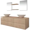 Image de vidaXL - Badkamermeubelset - met - wasbak - beige - 7-delig