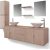 Image de vidaXL - 11-delige - Badkamermeubelset - met - wastafel - en - kraan - beige