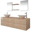 Image de vidaXL - Badkamermeubelset - 9-delig - met - kraan - en - wasbak - beige