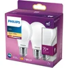 Image de Philips LED lamp - Standaard lampvorm met E27 fitting - Warmwit licht: 2700K - 75W - Mat glas - 2-pack
