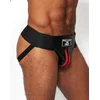 Image de Mister b leather premium jockstrap black/red med