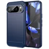 Image de MobyDefend Hoesje - Geschikt voor Google Pixel 10 / Google Pixel 10 Pro - TPU Backcover - Geborstelde Metaal & Carbon-Look - Blauw