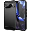 Image de MobyDefend Hoesje - Geschikt voor Google Pixel 10 / Google Pixel 10 Pro - TPU Backcover - Geborstelde Metaal & Carbon-Look - Zwart