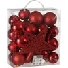 Image de 39x stuks kunststof kerstballen en kerstornamenten met ster piek rood mix - Kerstversiering/kerstboomversiering