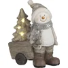 Image de House of Seasons Sneeuwpop Kerstbeeld met Verlichting - L32 x B20 x H41 - Grijs
