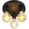 Image de QAZQA facil - Klassieke Plafondlamp - 3 lichts - Ø 250 mm - Zwart - Woonkamer | Slaapkamer | Keuken