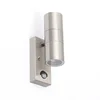 Image de QAZQA duo - Moderne Buitenlamp met Bewegingsmelder | Bewegingssensor | sensor Up Down voor buiten - 2 lichts - D 110 mm - Staal - Buitenverlichting