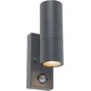 Image de QAZQA duo - Moderne Buitenlamp met Bewegingsmelder | Bewegingssensor | sensor Up Down voor buiten - 2 lichts - D 110 mm - Donkergrijs - Buitenverlichting