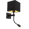 Image de QAZQA zeno - Moderne Wandlamp met kap voor binnen - 1 lichts - L 200 mm - Zwart - Woonkamer | Slaapkamer
