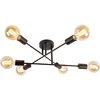 Image de QAZQA sydney - Industriele Plafondlamp - 6 lichts - Ø 550 mm - Zwart - Industrieel - Woonkamer | Slaapkamer | Keuken
