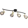Image de QAZQA vidro - Art Deco Plafondlamp - 4 lichts - L 70 cm - Zwart Goud - Woonkamer | Slaapkamer | Keuken