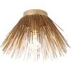 Image de QAZQA broom - Landelijke Plafondlamp - 1 lichts - Ø 30 cm - Goud/messing - Woonkamer | Slaapkamer | Keuken