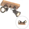 Image de QAZQA jelle - Landelijke Plafondspot | Spotje | Opbouwspot - 2 lichts - L 24 cm - Zwart - Woonkamer | Slaapkamer | Keuken