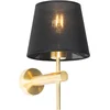 Image de QAZQA pluk - Moderne Wandlamp voor binnen - 1 lichts - D 22 cm - Zwart Goud - Woonkamer | Slaapkamer