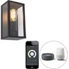 Image de QAZQA charlois - Industriele LED Smart Wandlamp incl. wifi voor buiten - 1 lichts - D 14 cm - Zwart - Industrieel - Buitenverlichting