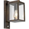 Image de QAZQA charlois - Industriele Wandlamp met Bewegingsmelder | Bewegingssensor | sensor voor buiten - 1 lichts - D 21.5 cm - Goud/messing - Industrieel - Buitenverlichting