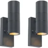 Image de QAZQA duo - Moderne Buitenlamp Up Down voor buiten - 2 stuks - D 11 cm - Donkergrijs - Buitenverlichting