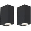 Image de QAZQA baleno - Moderne Wandlamp Up Down voor buiten - 2 stuks - D 9 cm - Zwart - Buitenverlichting