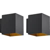 Image de QAZQA sola - Moderne Wandlamp Up Down voor binnen - 2 stuks - D 10 cm - Zwart Goud - Woonkamer | Slaapkamer | Keuken