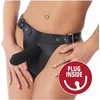 Image de Rimba Bondage Play - Leren voorbind Slip Met dildo's aan binnen En buitenkant - 4 x 17 cm En 3,5 x 13 cm
