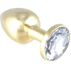 Image de Rimba Bondage Play Gouden Buttplug KLEIN met wit kristal