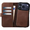 Image de Rosso Elite Hoesje Geschikt voor Apple iPhone 17 Pro Max | Compatibel met MagSafe / Qi2 | Book Case en Back Cover | Magnetisch Uitneembaar | Echt Leer Beschermhoes met Pasjeshouder | Bruin