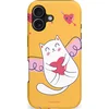Image de Casetastic Hoesje Geschikt voor Apple iPhone 17 MagSafe - Stijlvolle Beschermende Duo-layer Case - Kattenflirt Geel Rode Hartjes Liefde