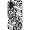 Image de Casetastic Hoesje Geschikt voor Apple iPhone 17 MagSafe - Stijlvolle Beschermende Duo-layer Case - Zwart Bloemenpatroon