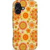Image de Casetastic Hoesje Geschikt voor Apple iPhone 17 MagSafe - Stijlvolle Beschermende Duo-layer Case - Retro Oranje Bloemen