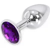 Image de Butt plug aluminium met paars kristal - small