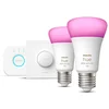 Image de Philips Hue starterkit - White and Color Ambiance - 2 x 9W - E27 - 1100lm + Bridge & Smart Button