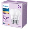 Image de Philips LED Lamp Mat - 60 W - E27 - Warmwit licht - 2 stuks