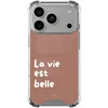 Image de Shockproof hoesje geschikt voor Apple iPhone 17 Pro - La vie est belle - Schokbestendig - Verhoogde randen - TPU case - Extra Sterke Back Cover - Tekst - Transparant, Bruin