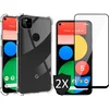 Image de Hoesje geschikt voor Google Pixel 5 - Transparant Shock Proof Cover Case + 2x Screenprotector Tempered Glass Full Screen Protector Glas
