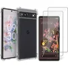 Image de Hoesje geschikt voor Google Pixel 6a - Anti Shock Proof Siliconen Back Cover Case Hoes Transparant - 2x Tempered Glass Screenprotector