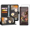 Image de Hoesje geschikt voor Google Pixel 6a - Book Case Kunstleer Wallet Cover Portemonnee Pasjeshouder Hoes Zwart - Tempered Glass Screenprotector