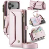 Image de CaseMe - Telefoonhoesje geschikt voor Apple iPhone 17 Pro - Wallet Book Case met Schouder Strap - Roze