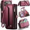Image de CaseMe - Telefoonhoesje geschikt voor Apple iPhone 17 Pro - Wallet Book Case met Schouder Strap - Rood