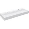 Image de vidaXL - Wastafel - 120x46x11 - cm - mineraal - gegoten/marmer - gegoten - wit