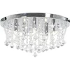 Image de vidaXL Plafondlamp met kristallen kralen rond 4xG9 zilverkleurig