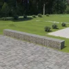 Image de vidaXL - Schanskorfmuur - met - deksels - 600x50x50 - cm - gegalvaniseerd - staal