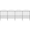 Image de vidaXL - Tuinhek - met - speerpunt - staal - 714,5x200 - cm - zwart