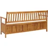 Image de vidaXL - Opbergbankje - met - kussen - 170 - cm - massief - acaciahout