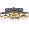 Image de vidaXL - 6-delige - Loungeset - met - kussens - massief - acaciahout