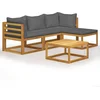 Image de vidaXL - 5-delige - Loungeset - met - kussens - massief - acaciahout