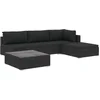 Image de vidaXL - 5-delige - Loungeset - met - kussens - poly - rattan - zwart