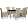 Image de vidaXL - 7-delige - Tuinset - met - kussens - poly - rattan - beige